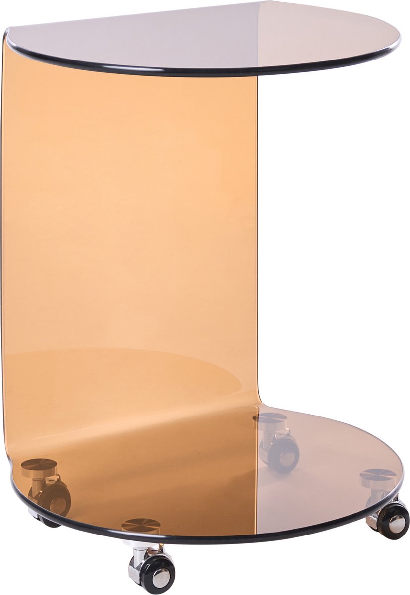 Beliani MINTO - Bijzettafel - Bruin - Veiligheidsglas