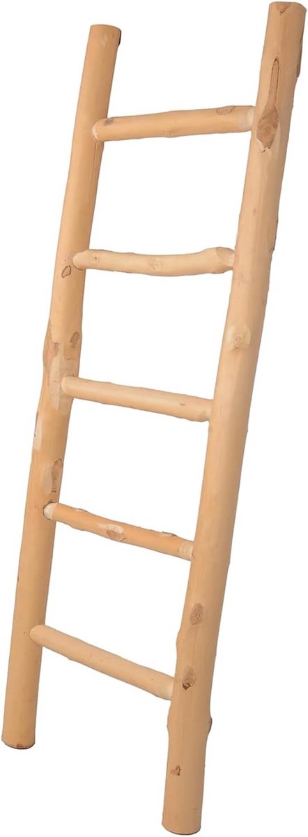 Decoratieve Houten Ladder 120 cm - 5 Treden - Natuurlijk Essen | Handdoekhouder en Wanddec