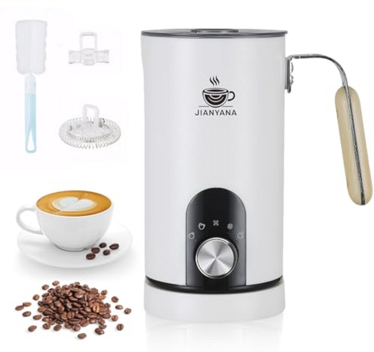 5-in-1 Elektrische Melkopschuimer voor Lattes en Cappuccino's - Automatische Opschuimer met 350 ml Inhoud