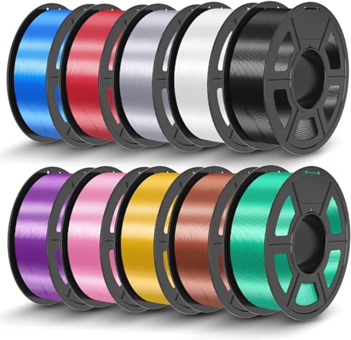 PLA Silk Filament 1,75 mm Bundel voor 3D-printers - 10 kg, 10 Spoelen in Diverse Kleur