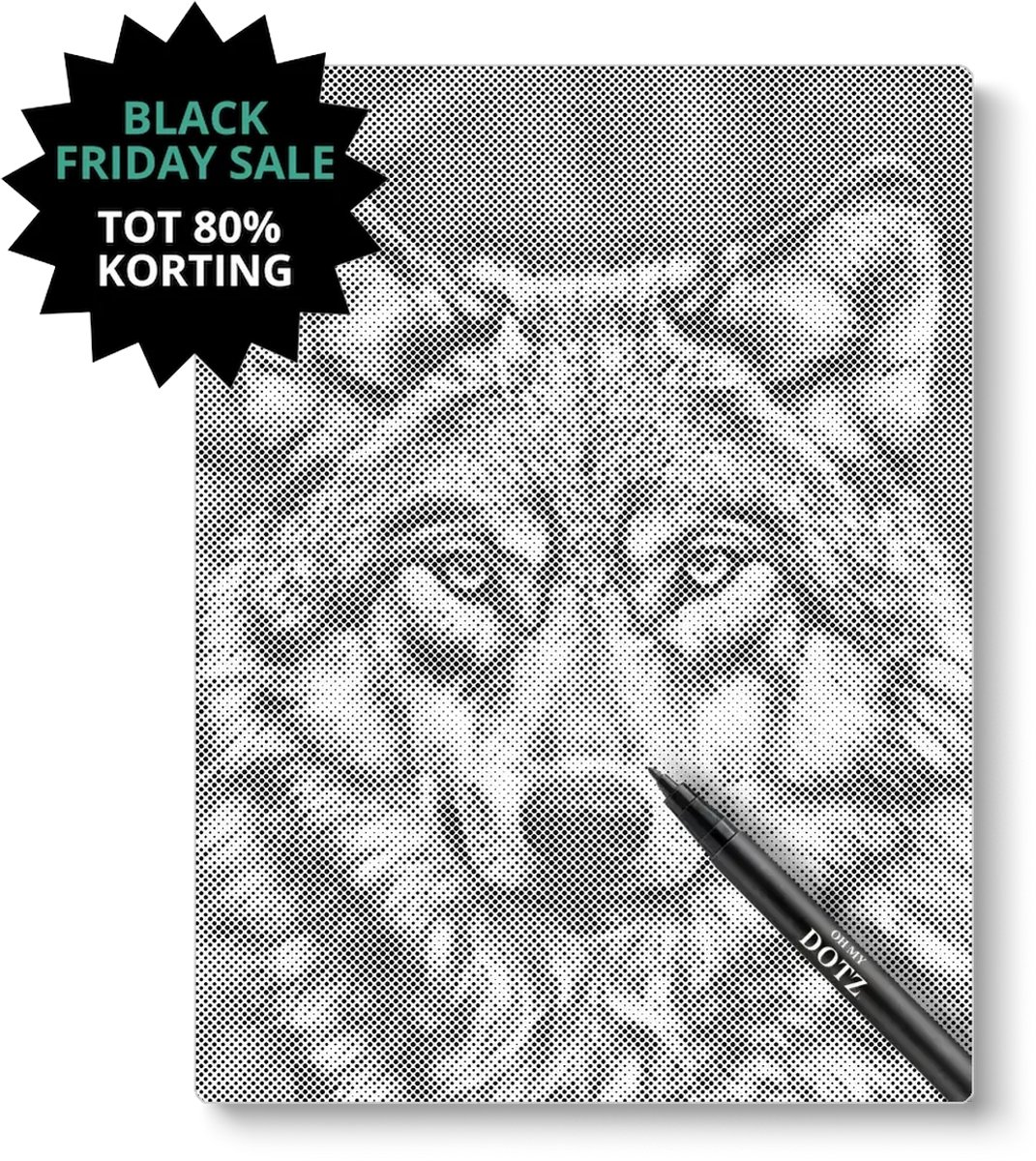 Wolf | Dot painting | 50x60cm  Meest gekozen | Dot painting | Oh My Dotz | Dots stippen | Diamond painting & Schilderen op nummer alternatief | Happy hobby — afbeelding 4