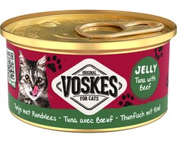 24x Voskes Kattenvoer Nat Gelei Tonijn & Rundvlees 85 gr