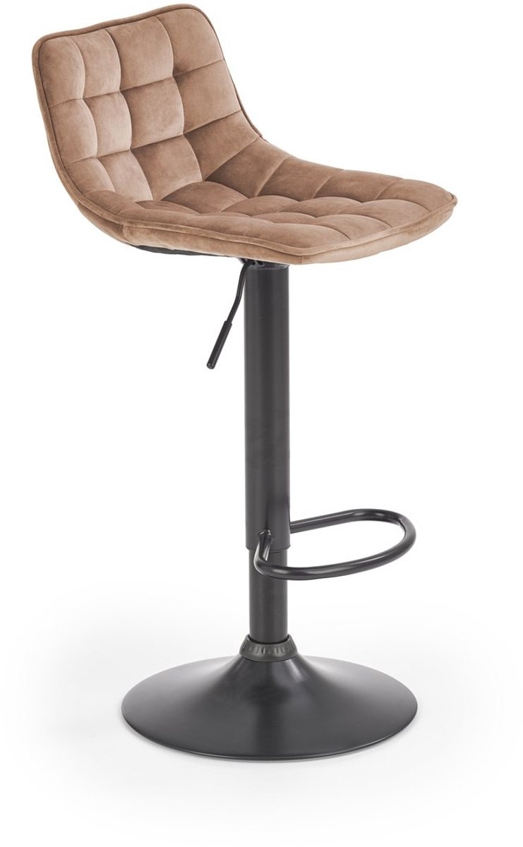 Verstelbare Hoker H95 Beige Fluweel Draaibaar Barstoel