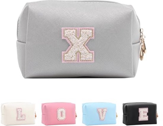 Gepersonaliseerde Make-Up Tas naturel katoen met naam in metallic