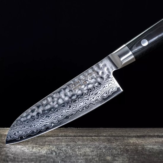 Couteau de chef japonais Yaxell Zen Santoku 12,5 cm 37 couches acier damas inoxydable