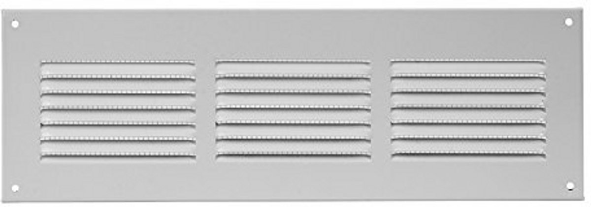 Wit Stalen Ventilatierooster met Insectengaas 300x100mm - Perfect voor Ventilatiesystemen