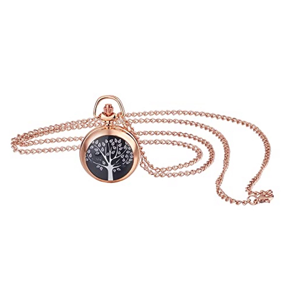Vintage Verguld Zakhorloge voor Dames - Klassiek Ronde Analoge Quartz Klok met Ketting