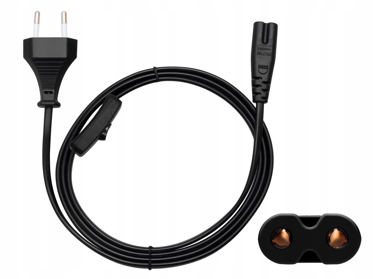 BLOW Stroomkabel met Schakelaar 1,5m - C7 'Acht' voor TV, Console, Radio