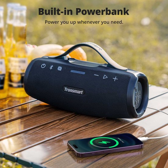Tronsmart Mirtune S100 Bluetooth Speaker Portable Wireless Speaker with 50W Output, IPX7 Waterproof, APP Control, Built-in Powerbank & Retractable Handle, for Camping, Hiking, Halloween Gift — afbeelding 4