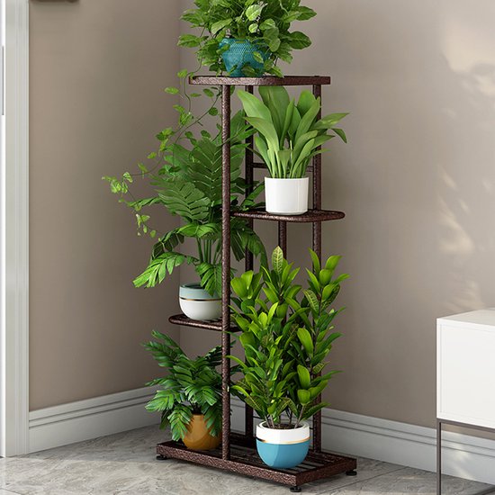Foto: Plantentrap plantenrek binnen bloemenrek plantenetagere plantenladder vier etages 41x22x82cm koperkleur