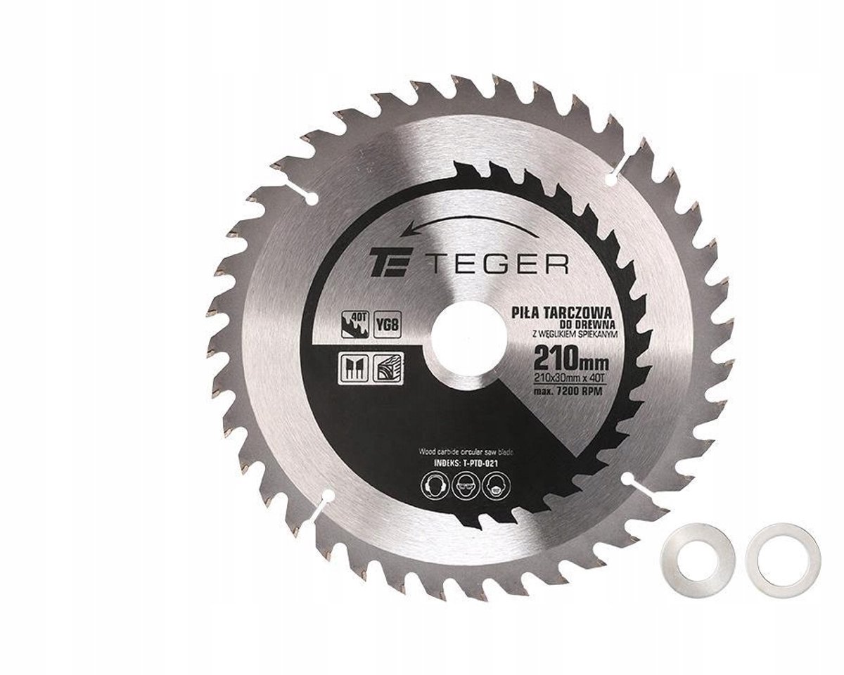 Teger Zaagblad Hardmetaal 210x30mm 40T voor Hout