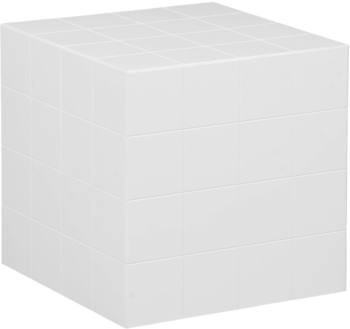 sweeek Kubus bijzettafel vierkant met matte keramieklook tegels 40x40cm - kubeeek wit