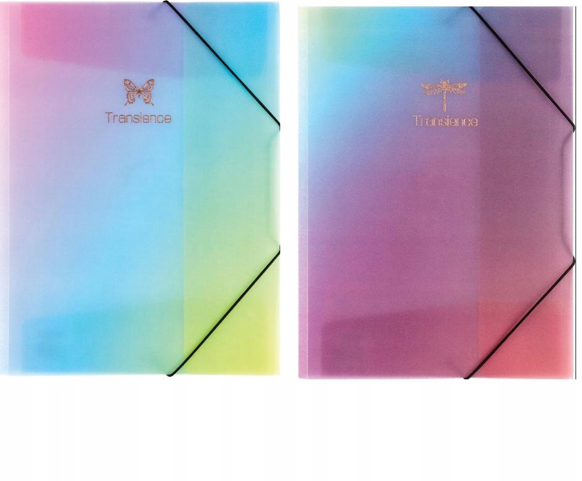 Center Glitter Regenboogkaart A4 met elastiek - 0,45 mm PP - Mix kleur