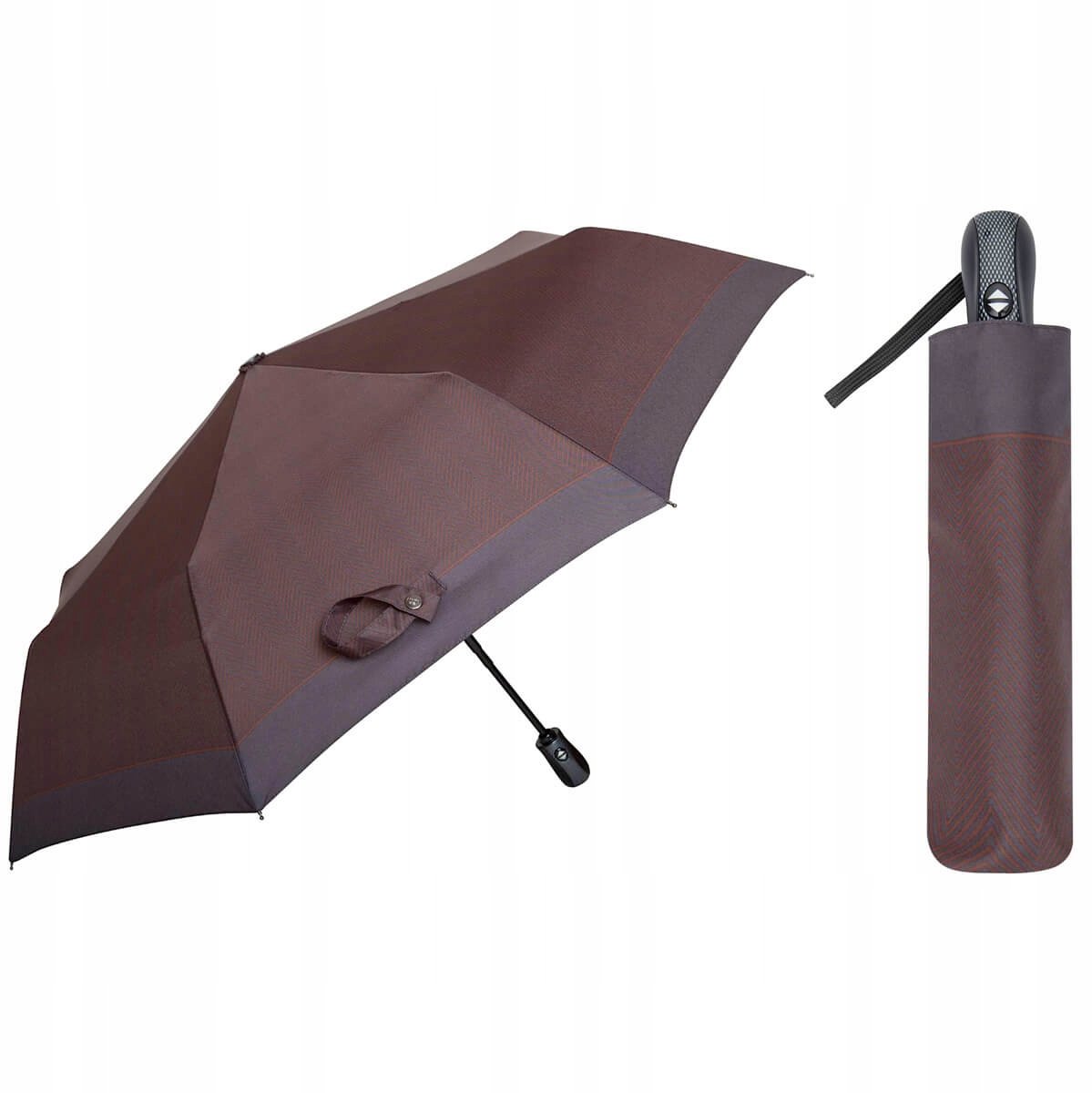 Automatische Herenparaplu Bruin Visgraat - Carbon Steel