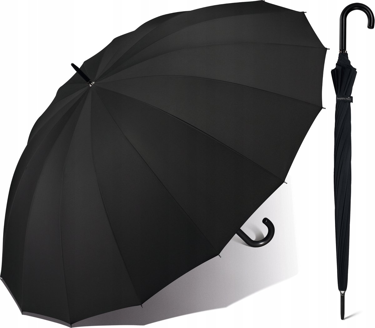 Happy Rain Lange Paraplu Dames Heren Automatic Zwart XL