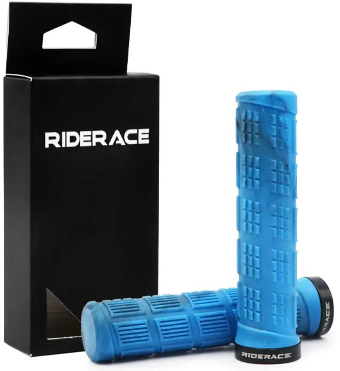 Fietsstuurhandvatten, schroefbaar, siliconen, blauw/zwart