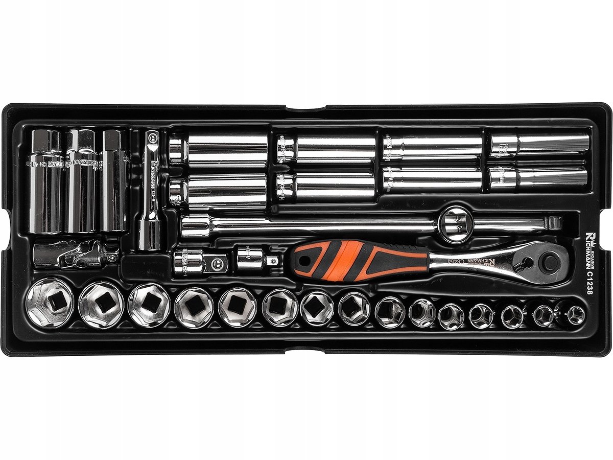 33-delige doppenset 3/8" 8-24 mm Cr-V staal