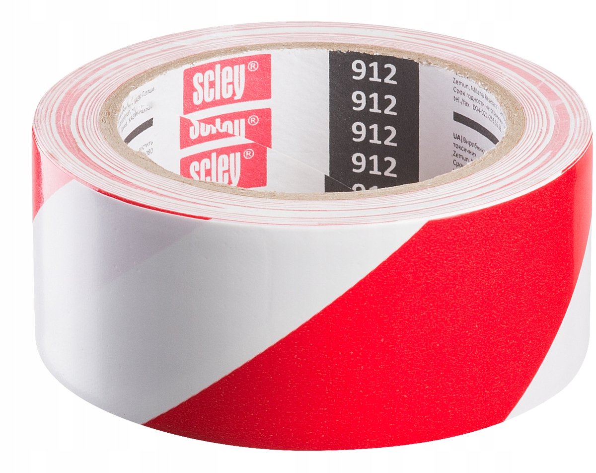Scley Waarschuwingstape Serie 912 - Wit/Rood (48mm x 33m)