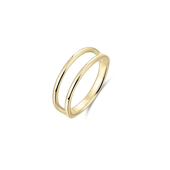 Gouden ring met twee parallelle, open banden.