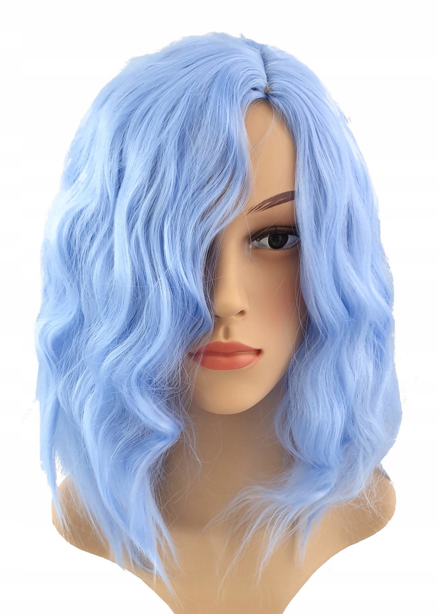 Cosplay Pruik Bob 40cm Glam Rock Lichtblauw Synthetisch