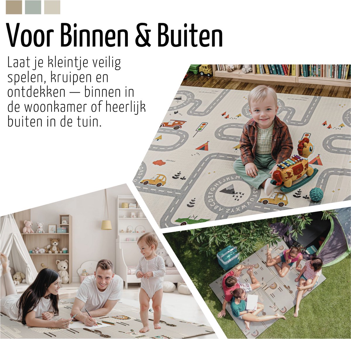 Roosly Speelmat Baby - Speelkleed Baby - Inclusief Opbergtas - babygym - kruipmat - playmat - Dubbelzijdig en opvouwbare Foam XPE 180 x 200 cm - speelgoed - Veilig & Zacht - model Llama – foto 5