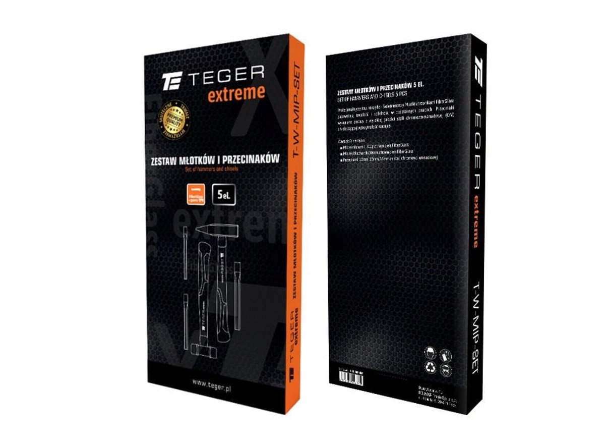 TEGER Moker- en Beitelsset (5-delig) - Professioneel Gereedschap