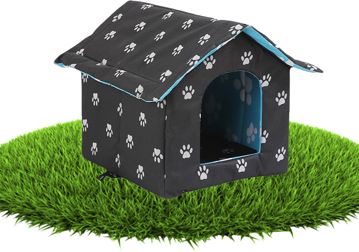 White-Label® Kattenhuis voor Buiten - Kattenhok Binnen - Kattenbench - Kattenren - Zwart en wit