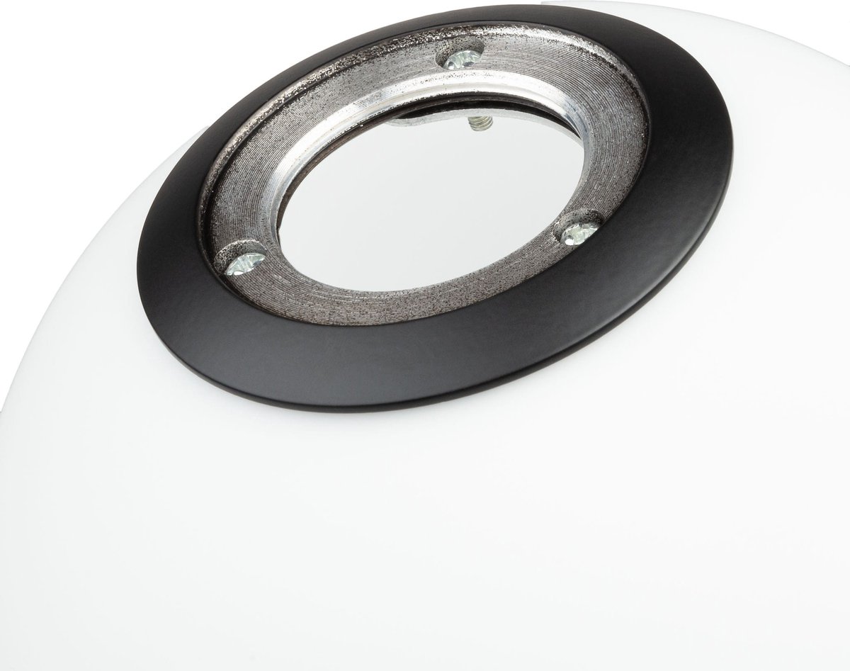 Milano Black Glazen Lampenkap Melkwit Wit E14 Fitting