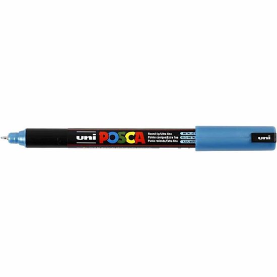 Posca Marker, afm PC-1MR, lijndikte 0,7 mm, extra-fijn, metallic blauw, 1 stuk