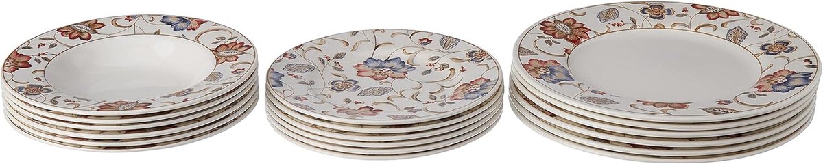 Tafelservies Gedecoreerd 18 Stuks - Steenwaren - 27x20x27 cm