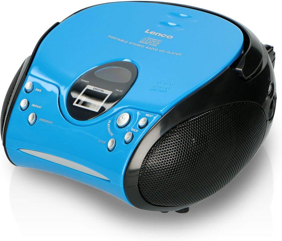 Draagbare CD-speler en FM-radio met AUX-ingang en LCD-scherm - Blauw/Zwart