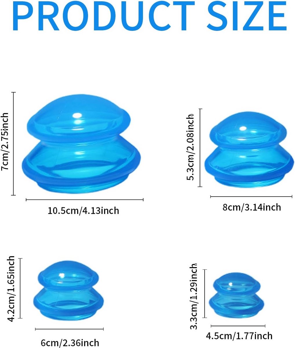 Siliconen cupping set tegen cellulitis - 4 stuks massagetoestel voor lichaam en gezicht