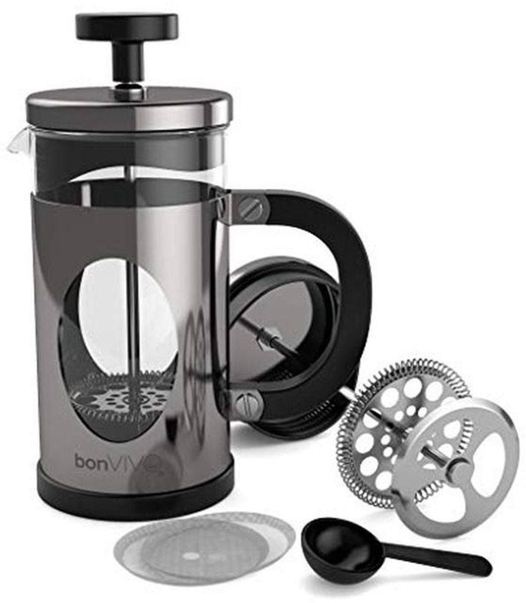 Franse pers koffiemaker van roestvrij staal met borosilicaatglas - 0,35 l