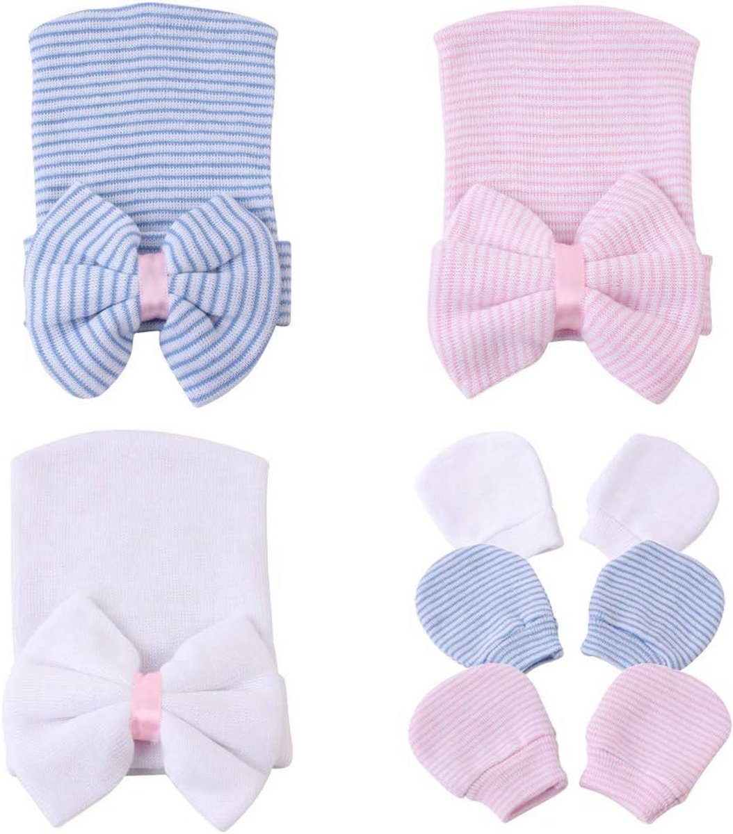 Pasgeboren Ziekenhuis Hoed voor Baby met Boog - Zachte en Leuke Beanie Hoed