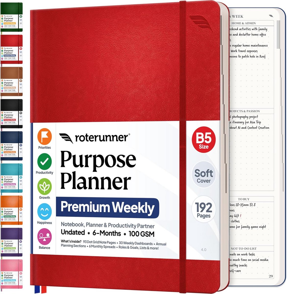 Ongedateerd Maandelijks Wekelijks Dagelijks Doel Planner 2024 - Productiviteitsdagboek voor Professionals, Studenten en Moeders