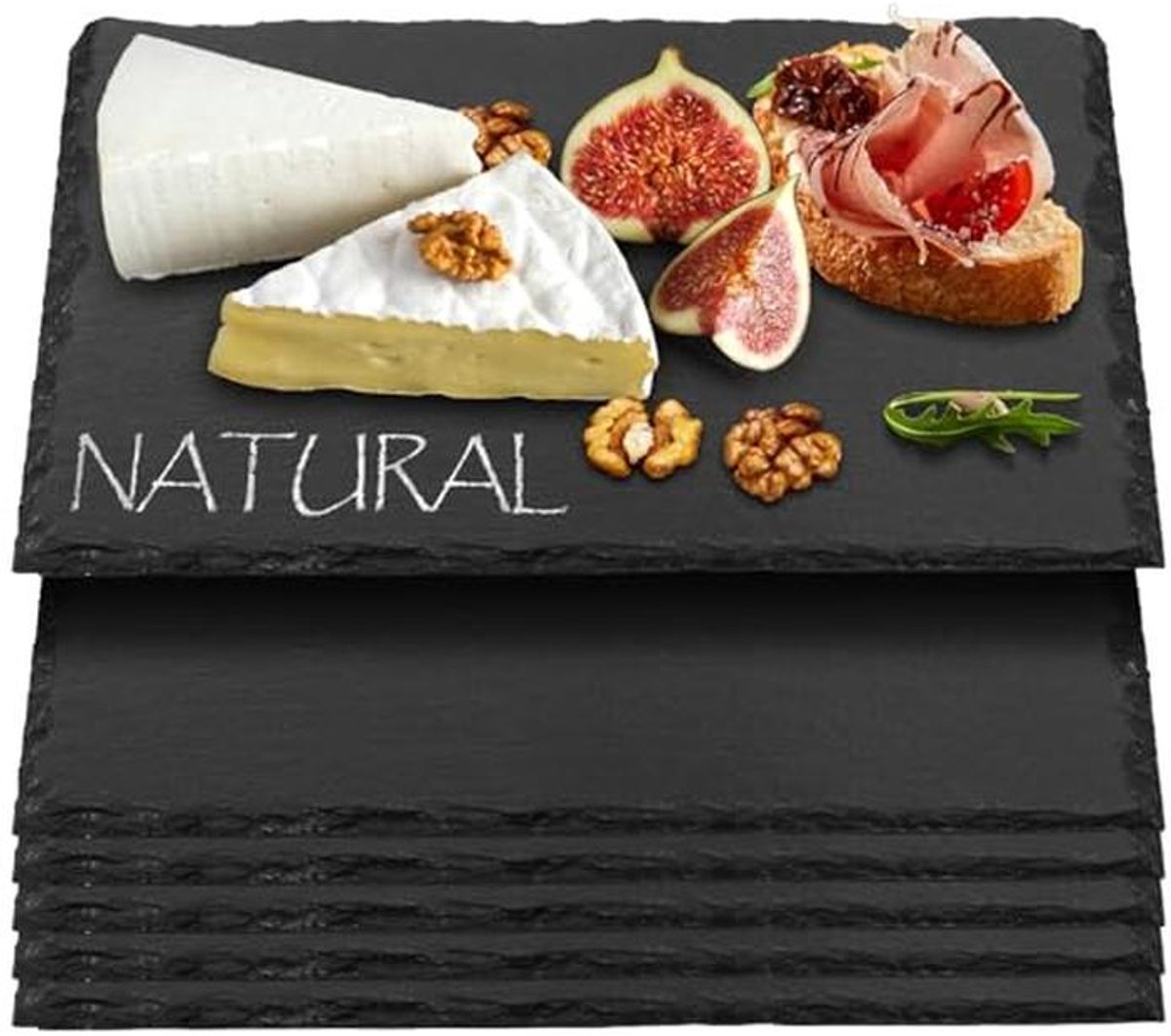 Set van 6 Natuurlijke Leisteen Serveerschalen voor Sushi en Feesten
