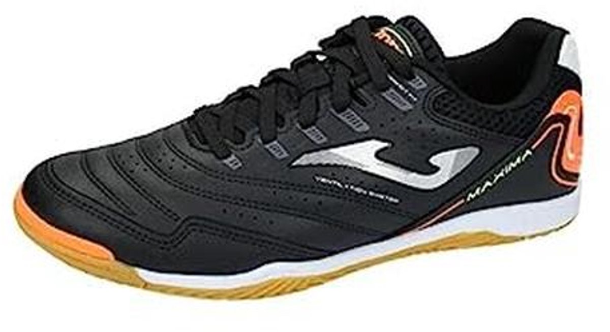 Uniseks Zwart Oranje Indoor Schoenen voor Zaalvoetbal