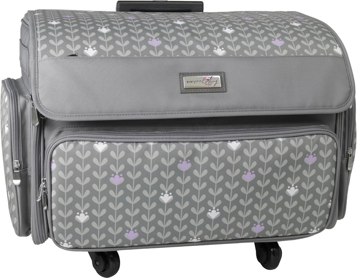 Opvouwbare luxe naaimachine opbergkoffer met 4 wielen - zwart