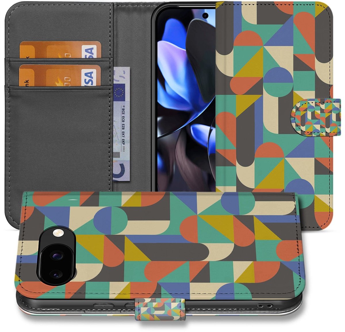 Bookcase Hoesje Google Pixel 9a Funky Retro