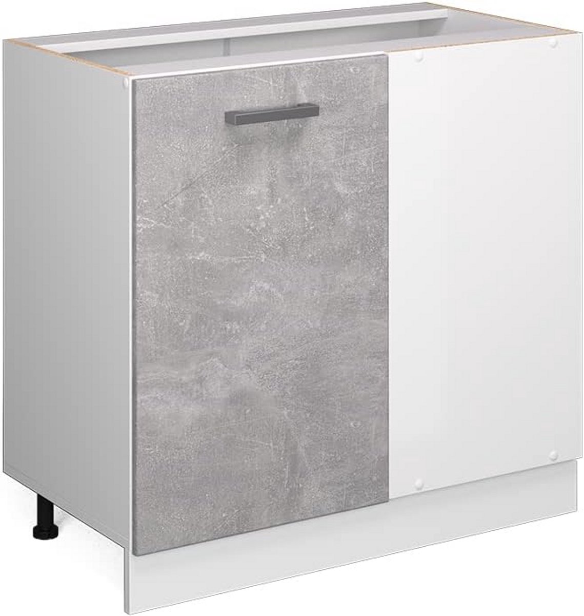 Moderne Hoekonderkast Keuken 86 cm Beton en Wit