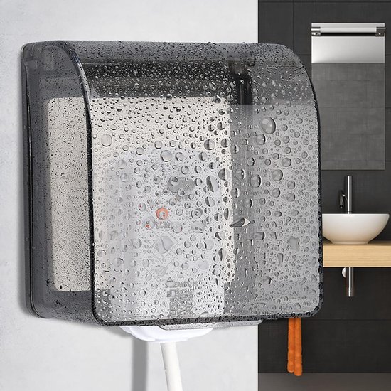 Afdekking voor stopcontactschakelaar, 86 types, waterdicht, 2-weg wandschakelaar, voor badkamer, huis, buiten, transparant, zwart, 20 x 12,4 x 4,5 cm
