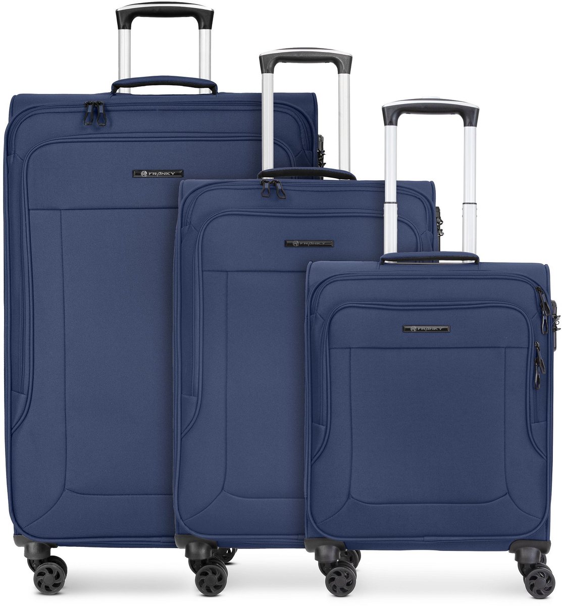 Franky Melbourne 3.0 4-wiel kofferset, 3-delig, met rekbare vouw - Zachte bagage - Combinatieslot - dark blue