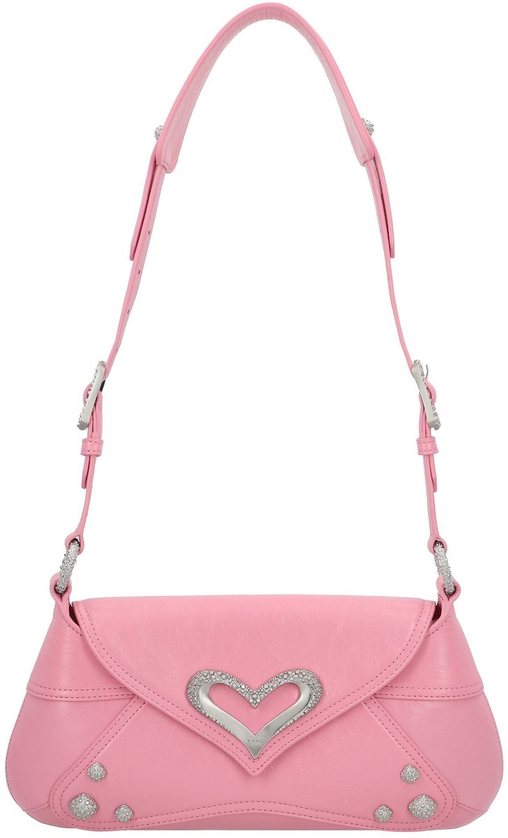 PINKO Classic 520 Schoudertas Leer 30 cm - Dames - rosa marino-brushed silver