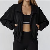 Contour Line Gym Set - Maat XL - Zwart - 3-delige set: Bra top, Jacket & Highwaisted Legging - Black - Seamless Sportset Dames