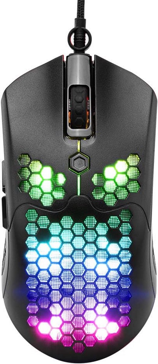 RGB Bedrade Lichtgewicht Gamingmuis 65G met Honingraat en Programmeerbare Knoppen