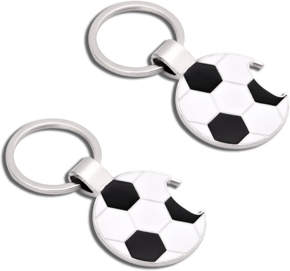 Set van 2 Sleutelhangers Bieropener in Voetbalvorm - Cadeau voor Voetbalfans