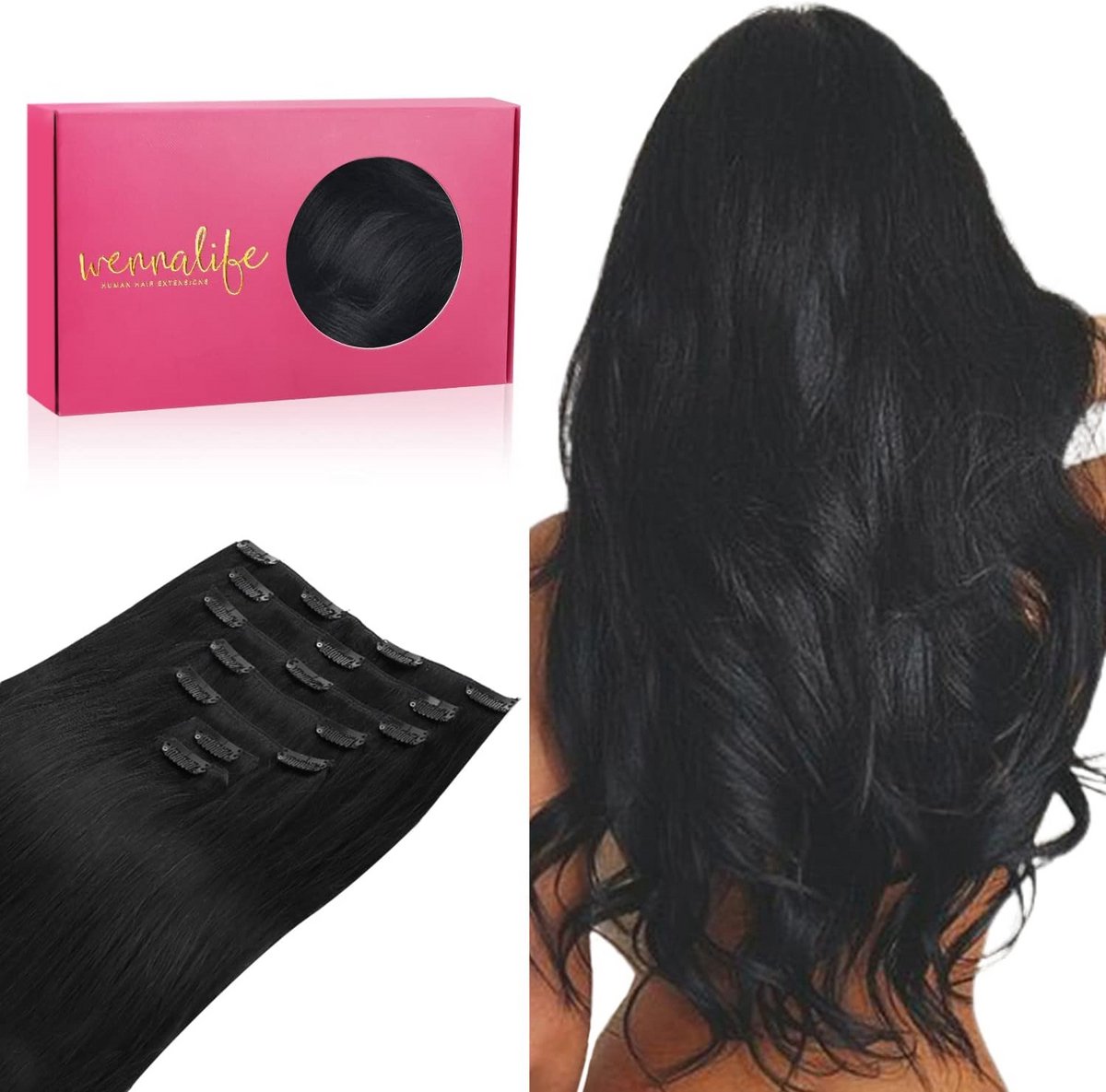 Clip-In Haarverlenging Echt Haar 7 Delen 35 cm Volume en Lengte