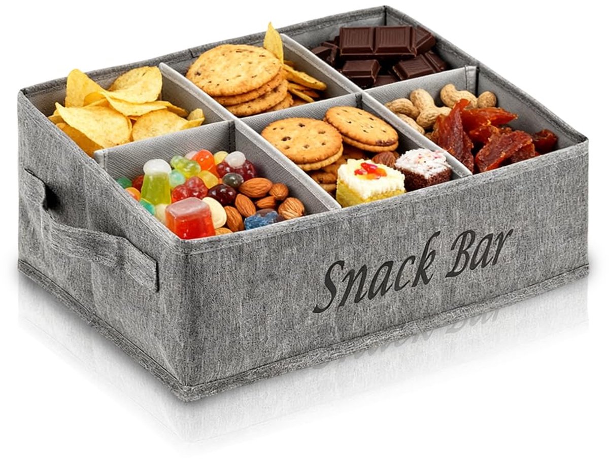 Unyqoos® Stoffen opbergbox met zes vakken voor snacks en zoetigheden