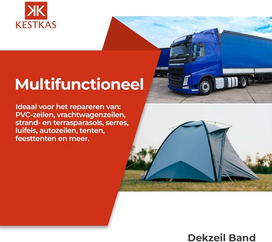 Waterdichte Reparatietape voor Zeil - 8cm x 5m - Voor Vrachtwagen, Tent en Zwembad — afbeelding 2