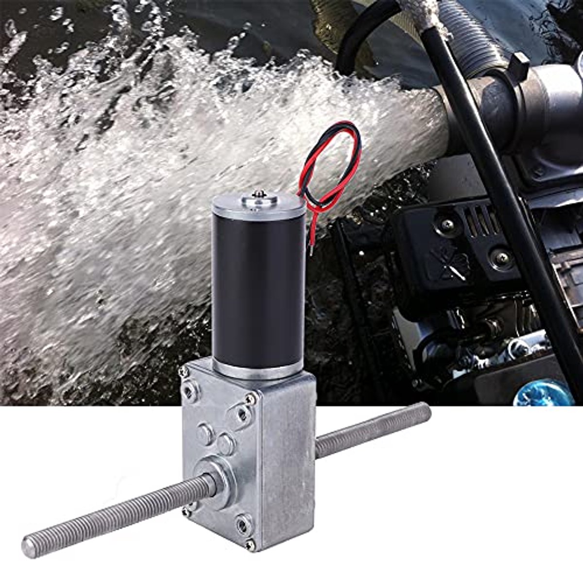 Wormwielmotor DC 12V Dubbele uitgaande as M8 Dubbele rechtse draad Turbinereductiemiddel met hoog koppel Snelheidsreductiemotor (200 reductieverhouding)